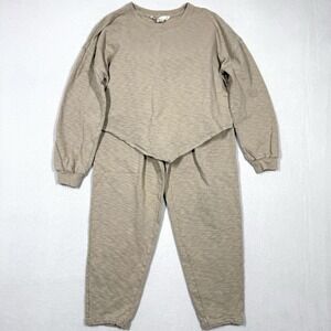 Free People Beach Set Womens XS Asymmetric Sweatshirt Pleated Sweatpants Jogger